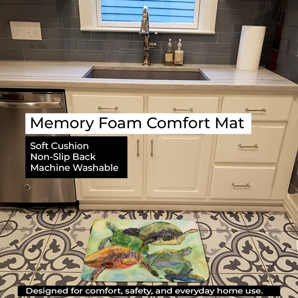 Turtle Loggerhead Memory Foam Kitchen Mat Machine Washable Anti-Fatigue Cushion Comfort Bath or Kitchen Rug