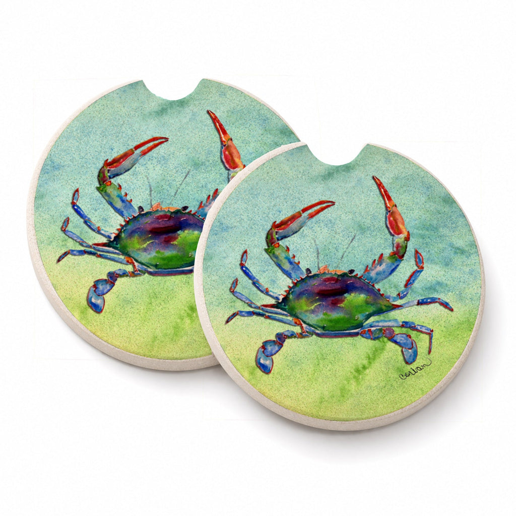 Crab Set of 2 Cup Holder Car Coasters Absorbent Round Sandstone Coasters Gifts for Men or Women, 2.5, Multicolor
