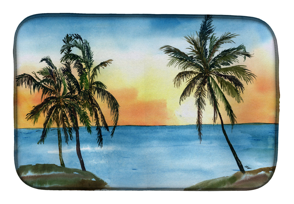 Palm Tree Dish Drying Mat Absorbent Dish Drying Mat Pad for Kitchen Counter Dish Drainer Mat for Countertop, 14 x 21", Multicolor