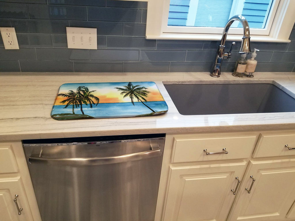 Palm Tree Dish Drying Mat Absorbent Dish Drying Mat Pad for Kitchen Counter Dish Drainer Mat for Countertop, 14 x 21", Multicolor