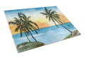 Palm Tree Cutting Board Tempered Glass Kitchen Cutting Surface, Heat Resistant Chopping, Non-Slip Feet, Food Prep & Serving
