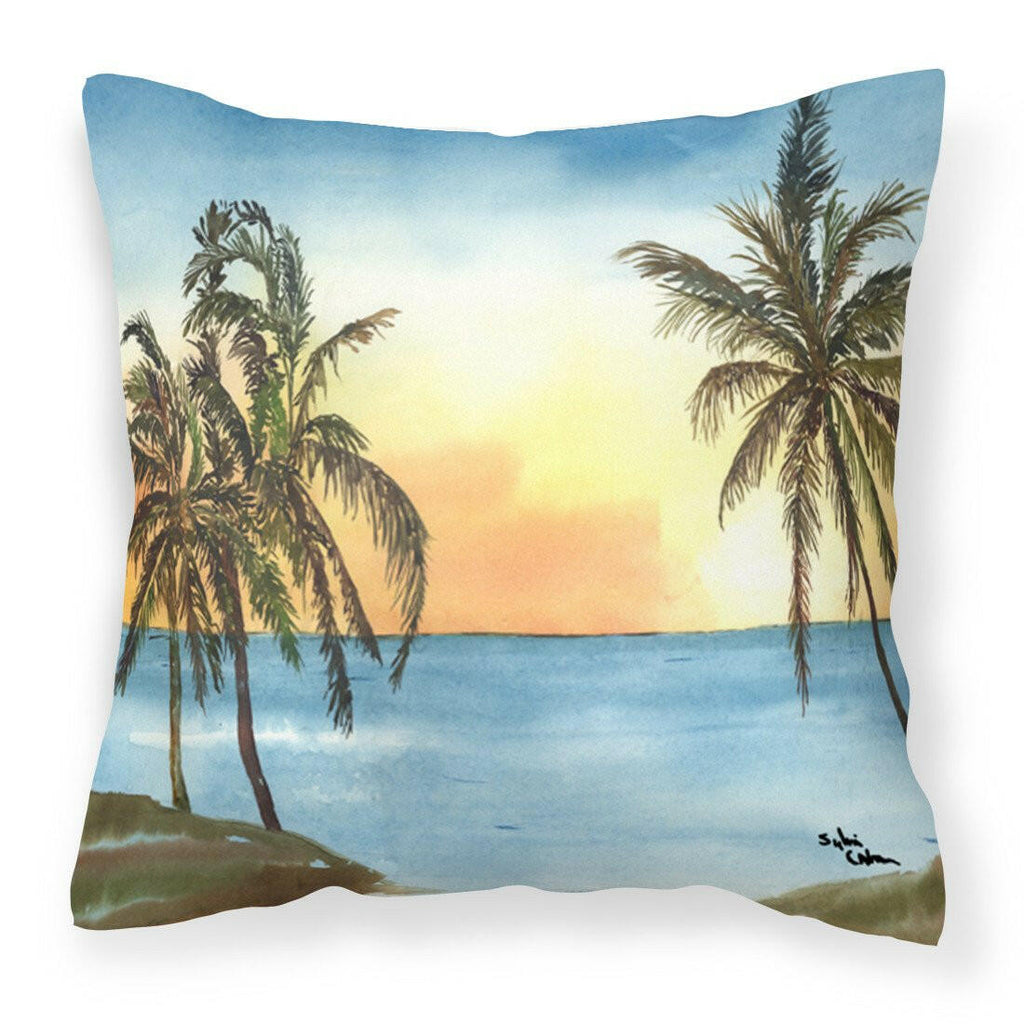 Palm Tree Decorative Throw Pillow 14x14 Indoor Outdoor Accent Cushion, Fabric Cover with Insert for Sofa, Bed, Porch & Living Room