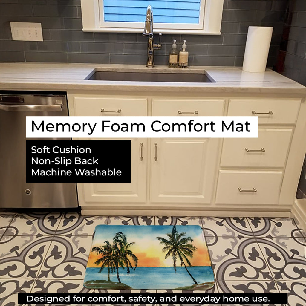 Palm Tree Memory Foam Kitchen Mat Machine Washable Anti-Fatigue Cushion Comfort Bath or Kitchen Rug