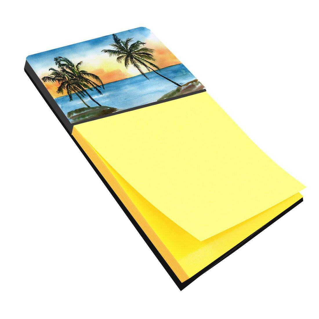 Palm Tree Watercolor Sticky Note Holder Refillable Dispenser Desk Accessory 3x3 Pad Gift