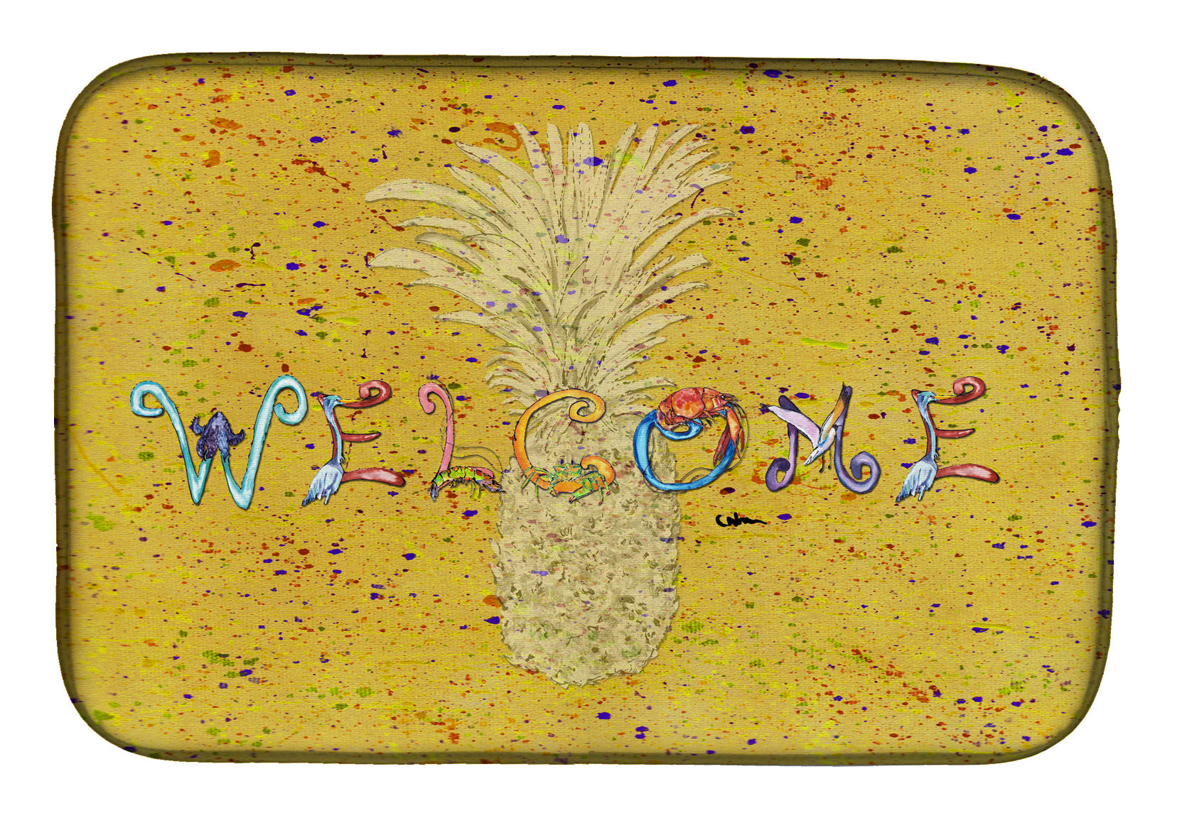 Pineapple Dish Drying Mat Absorbent Dish Drying Mat Pad for Kitchen Counter Dish Drainer Mat for Countertop, 14 x 21", Multicolor
