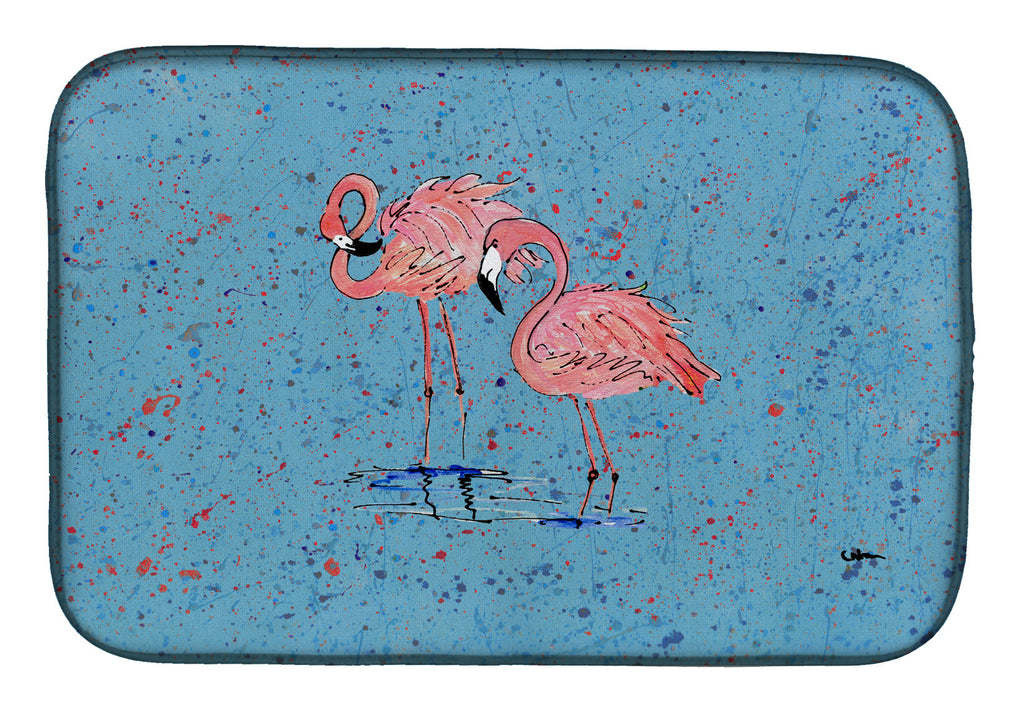 Flamingo Dish Drying Mat Absorbent Dish Drying Mat Pad for Kitchen Counter Dish Drainer Mat for Countertop, 14 x 21", Multicolor