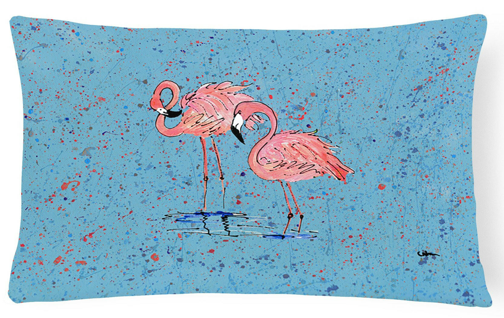 Flamingo Decorative Throw Pillow 12x16 Indoor Outdoor Accent Cushion, Fabric Cover with Insert for Sofa, Bed, Porch & Living Room