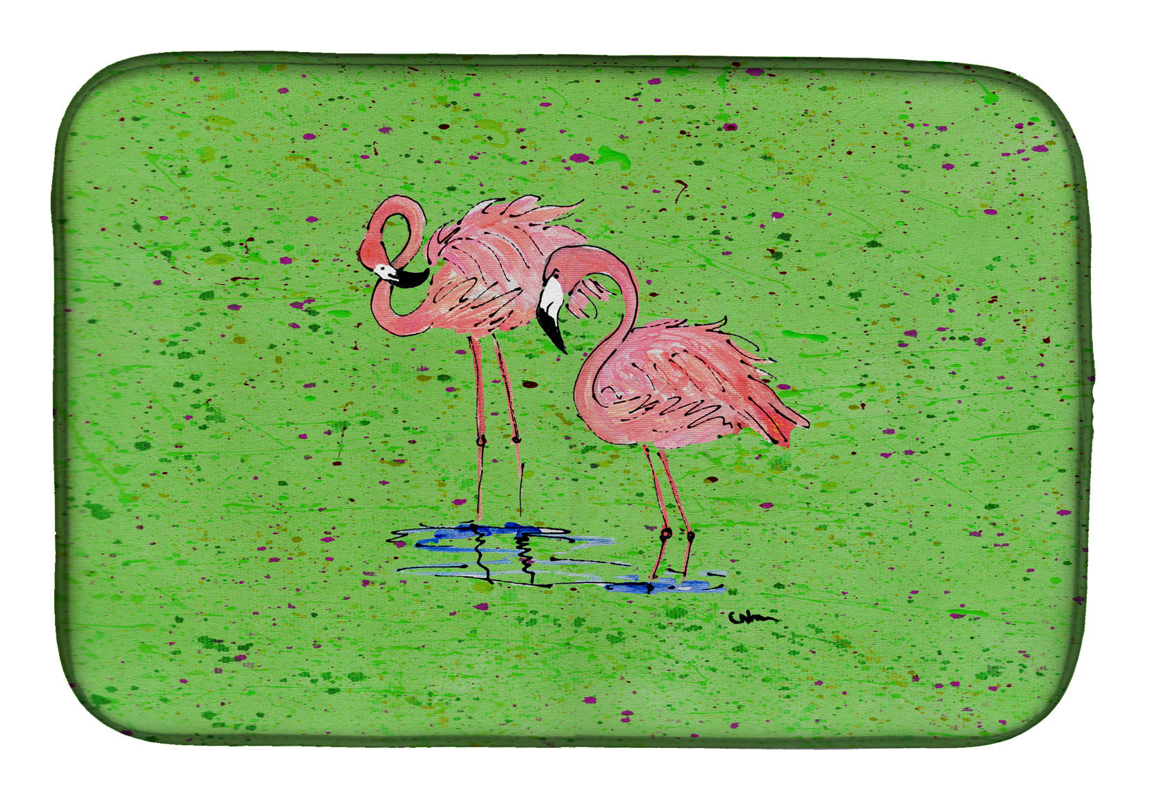Flamingo Dish Drying Mat Absorbent Dish Drying Mat Pad for Kitchen Counter Dish Drainer Mat for Countertop, 14 x 21", Multicolor