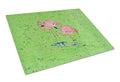 Flamingo Cutting Board Tempered Glass Kitchen Cutting Surface, Heat Resistant Chopping, Non-Slip Feet, Food Prep & Serving