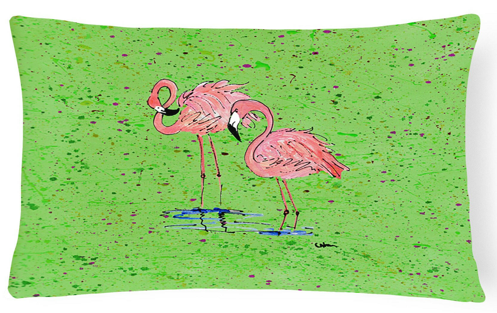 Flamingo Decorative Throw Pillow 12x16 Indoor Outdoor Accent Cushion, Fabric Cover with Insert for Sofa, Bed, Porch & Living Room
