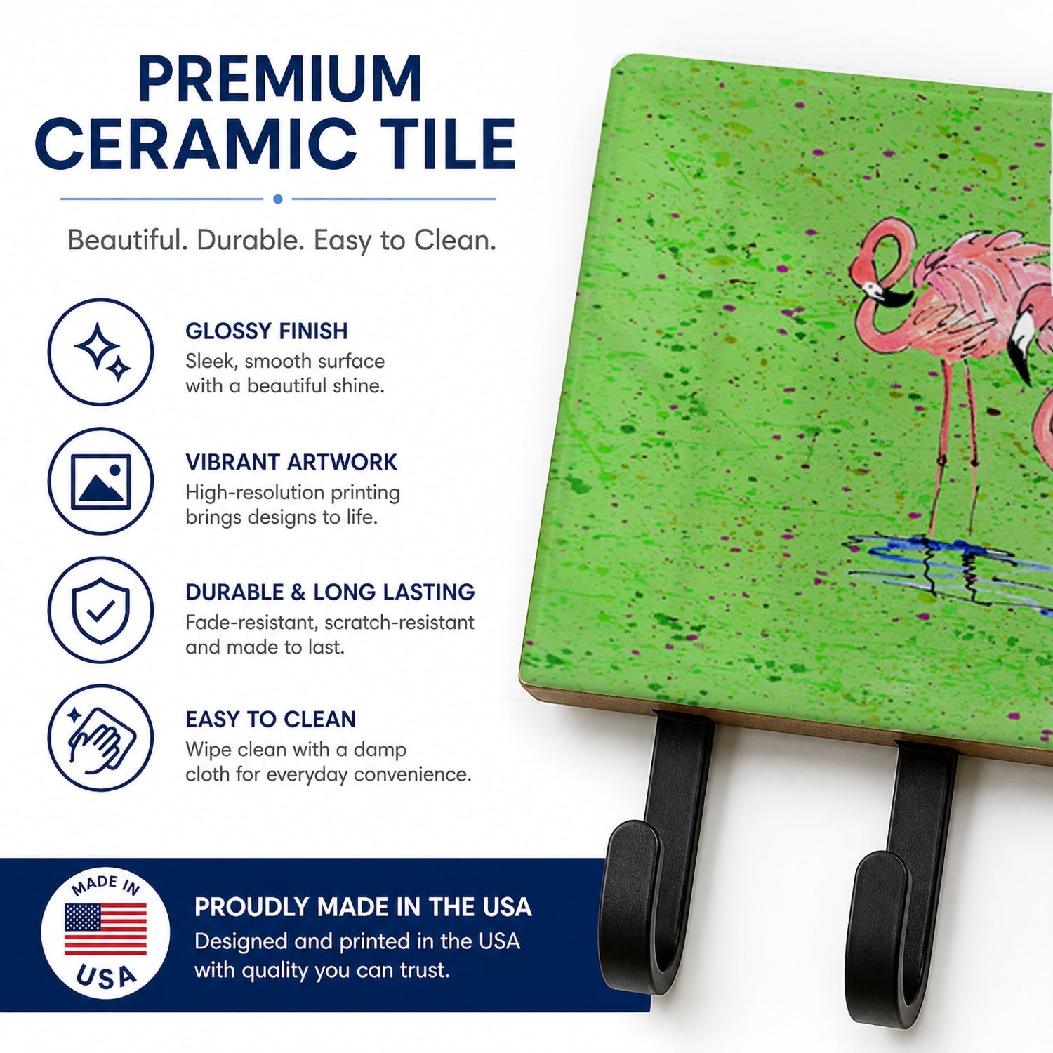 Flamingo Leash or Key Holder Wall Hooks, Coat Rack Wall Mount, for Hanging Keys, Towels, Aprons, Leashes