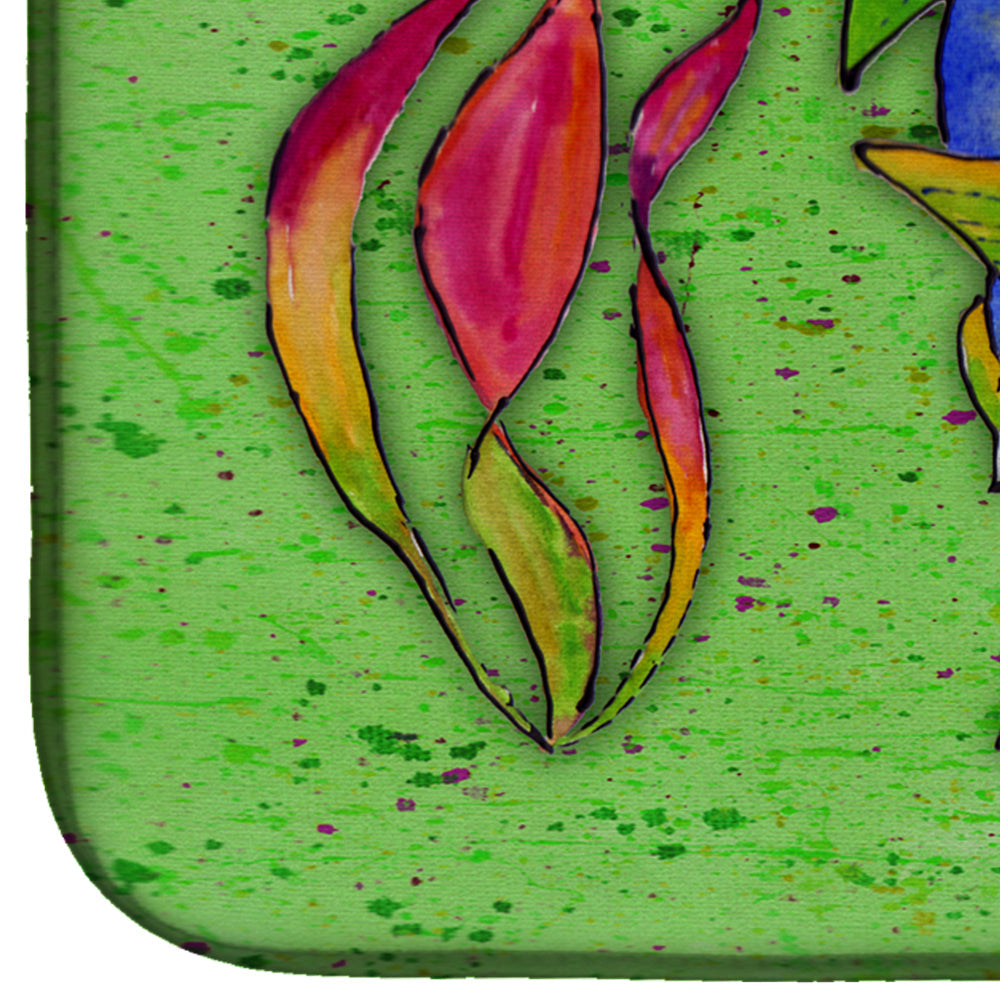 Tropical Fish on Green Dish Drying Mat Absorbent Dish Drying Mat Pad for Kitchen Counter Dish Drainer Mat for Countertop, 14 x 21", Multicolor