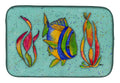 Tropical Fish on Teal Dish Drying Mat Absorbent Dish Drying Mat Pad for Kitchen Counter Dish Drainer Mat for Countertop, 14 x 21", Multicolor