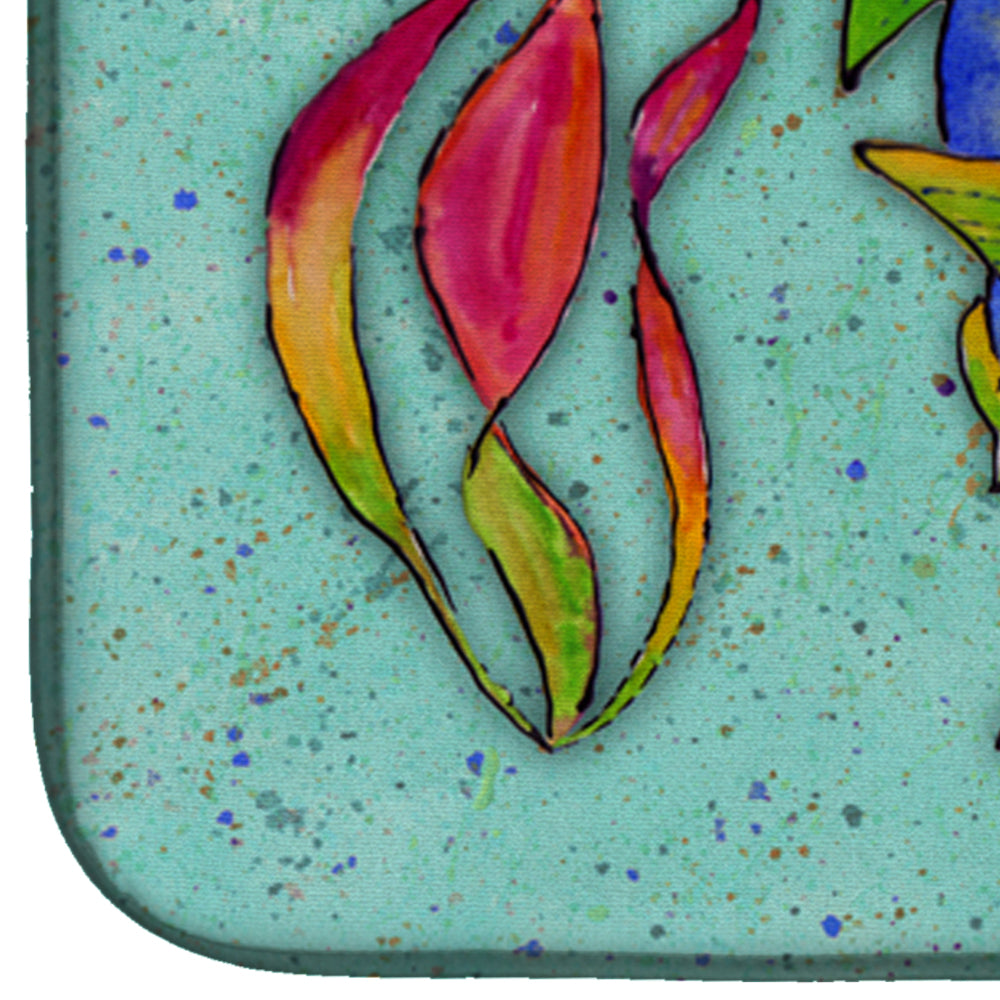 Tropical Fish on Teal Dish Drying Mat Absorbent Dish Drying Mat Pad for Kitchen Counter Dish Drainer Mat for Countertop, 14 x 21", Multicolor
