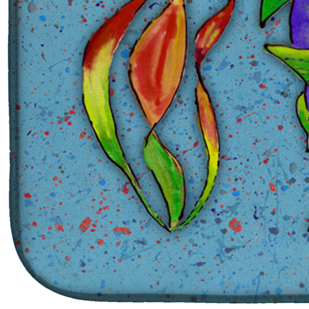 Tropical Fish on Blue Dish Drying Mat Absorbent Dish Drying Mat Pad for Kitchen Counter Dish Drainer Mat for Countertop, 14 x 21", Multicolor