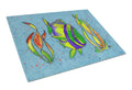 Tropical Fish on Blue Cutting Board Tempered Glass Kitchen Cutting Surface, Heat Resistant Chopping, Non-Slip Feet, Food Prep & Serving