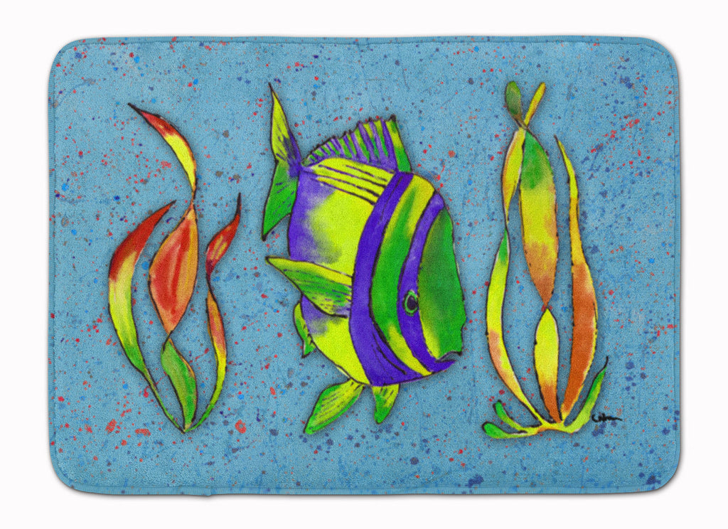 Tropical Fish on Blue Memory Foam Kitchen Mat Machine Washable Anti-Fatigue Cushion Comfort Bath or Kitchen Rug