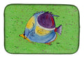Tropical Fish on Green Dish Drying Mat Absorbent Dish Drying Mat Pad for Kitchen Counter Dish Drainer Mat for Countertop, 14 x 21", Multicolor