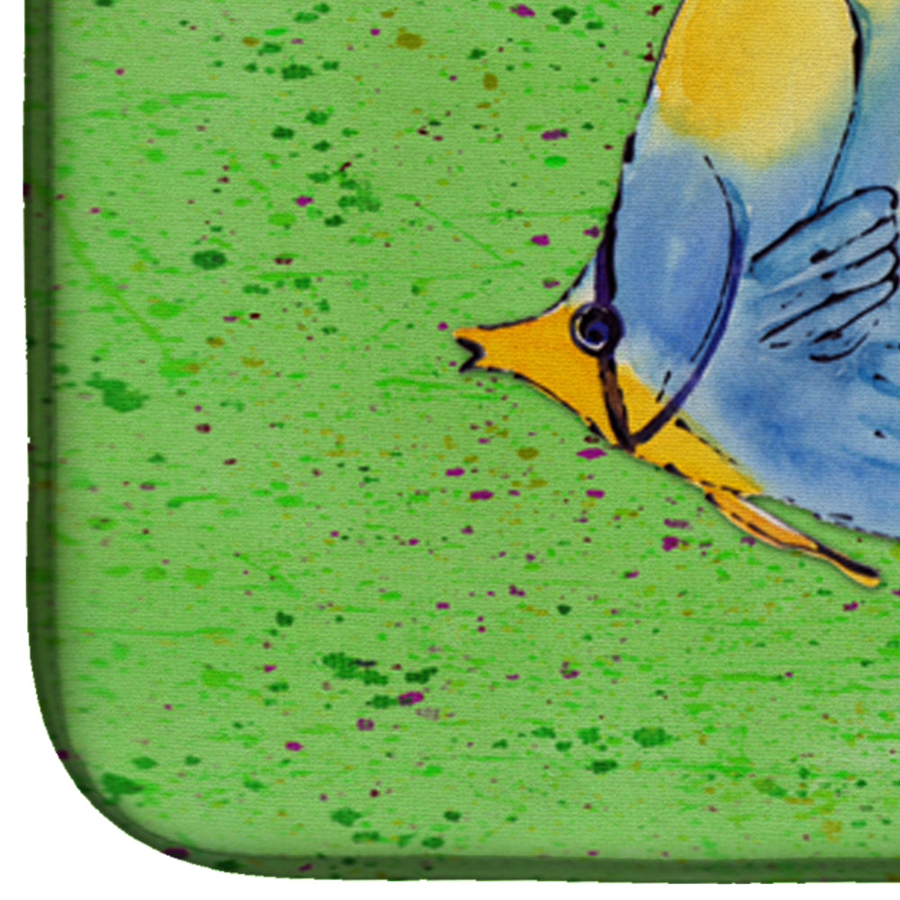 Tropical Fish on Green Dish Drying Mat Absorbent Dish Drying Mat Pad for Kitchen Counter Dish Drainer Mat for Countertop, 14 x 21", Multicolor