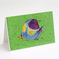 Tropical Fish on Green Greeting Cards Pack of 8 Blank Cards with Envelopes Whimsical A7 Size 5x7
