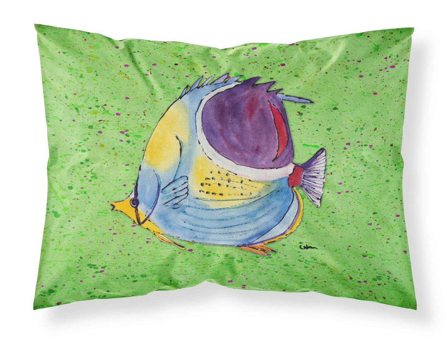 Tropical Fish on Green Standard Pillowcase Lightweight Super Soft Easy Care Decorative Artwork Pillowcase, Standard