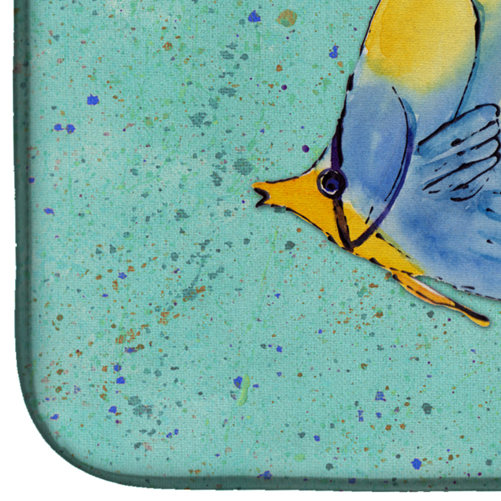 Tropical Fish on Teal Dish Drying Mat Absorbent Dish Drying Mat Pad for Kitchen Counter Dish Drainer Mat for Countertop, 14 x 21", Multicolor