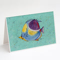 Tropical Fish on Teal Greeting Cards Pack of 8 Blank Cards with Envelopes Whimsical A7 Size 5x7