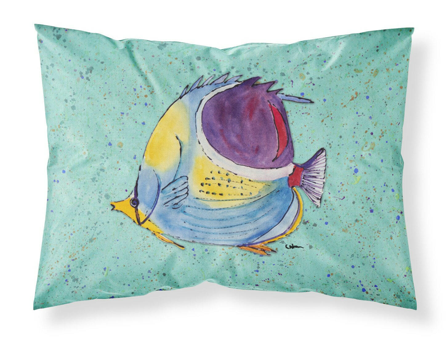 Tropical Fish on Teal Standard Pillowcase Lightweight Super Soft Easy Care Decorative Artwork Pillowcase, Standard