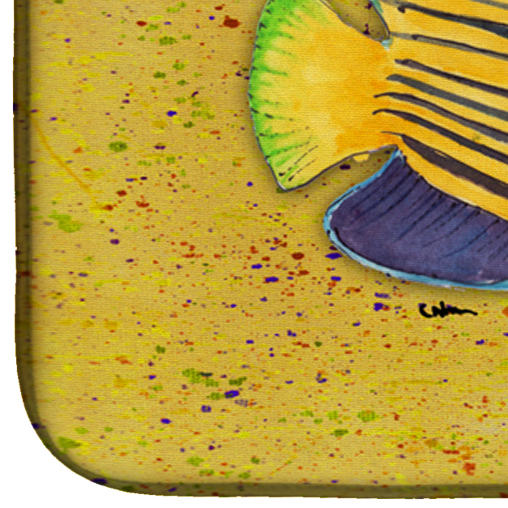 Tropical Fish on Mustard Dish Drying Mat Absorbent Dish Drying Mat Pad for Kitchen Counter Dish Drainer Mat for Countertop, 14 x 21", Multicolor
