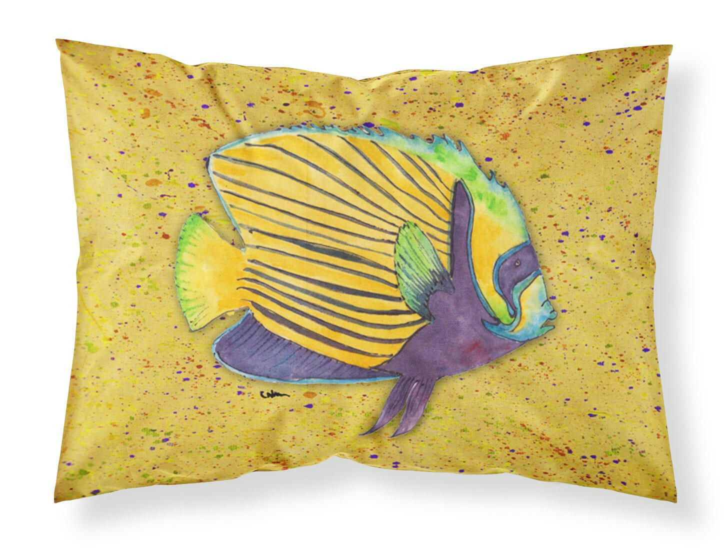 Tropical Fish on Mustard Standard Pillowcase Lightweight Super Soft Easy Care Decorative Artwork Pillowcase, Standard