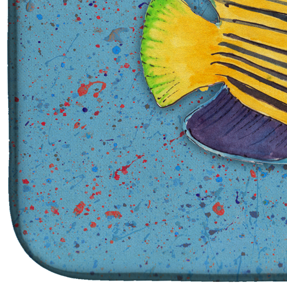 Tropical Fish on Blue Dish Drying Mat Absorbent Dish Drying Mat Pad for Kitchen Counter Dish Drainer Mat for Countertop, 14 x 21", Multicolor