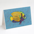 Tropical Fish on Blue Greeting Cards Pack of 8 Blank Cards with Envelopes Whimsical A7 Size 5x7