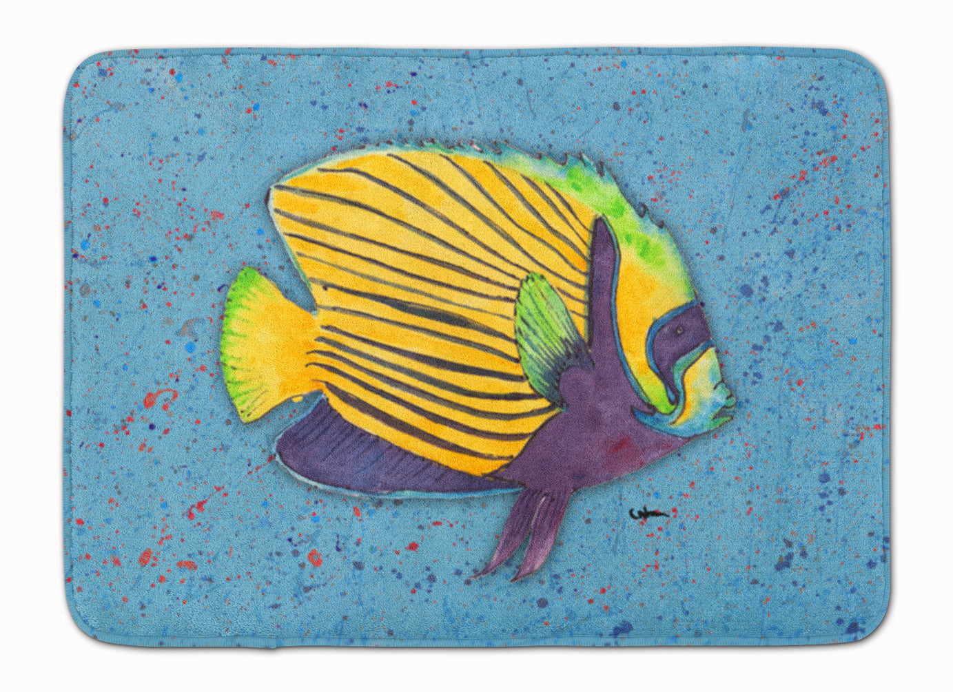 Tropical Fish on Blue Memory Foam Kitchen Mat Machine Washable Anti-Fatigue Cushion Comfort Bath or Kitchen Rug