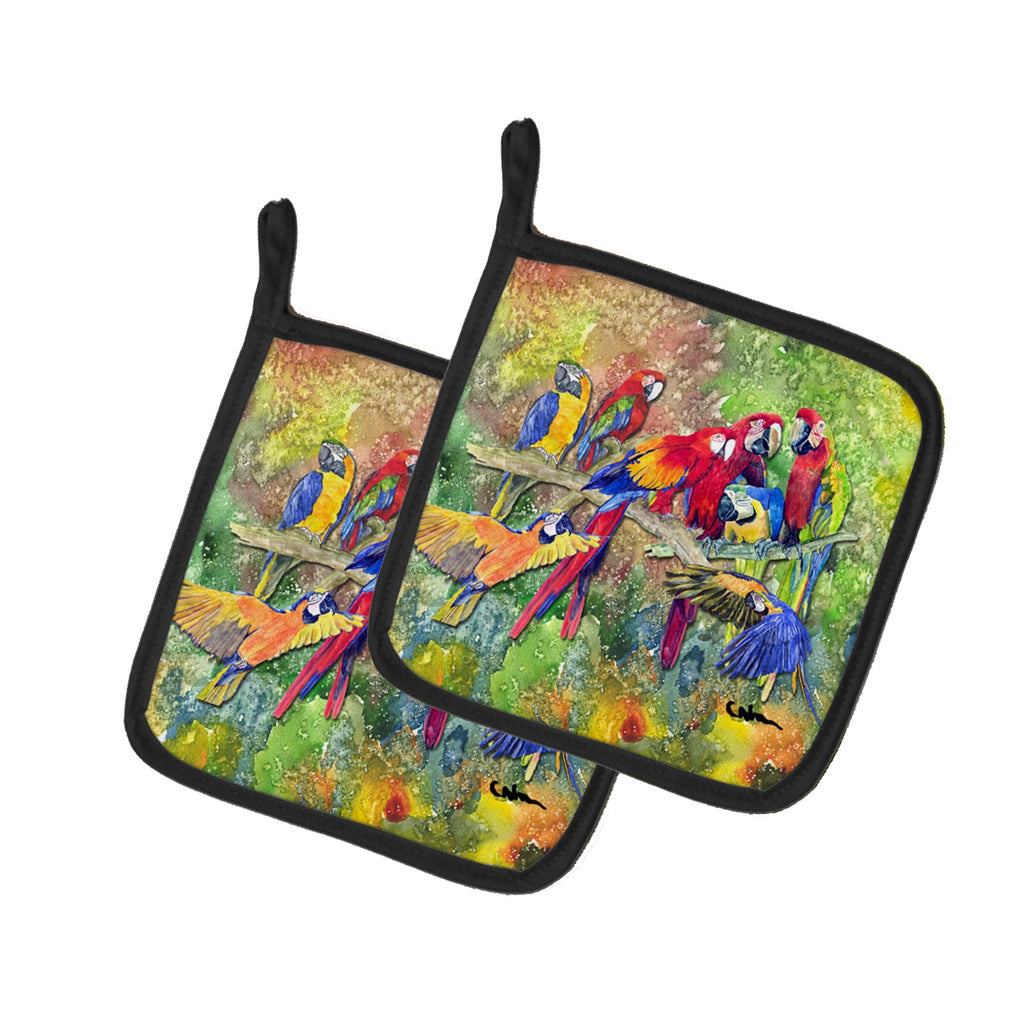 Parrots Galore Pot Holder Set of 2 Heat Resistant Quilted Hot Pads 7.5 x 7.5 Inch, Insulated Kitchen Trivets for Cooking & Baking
