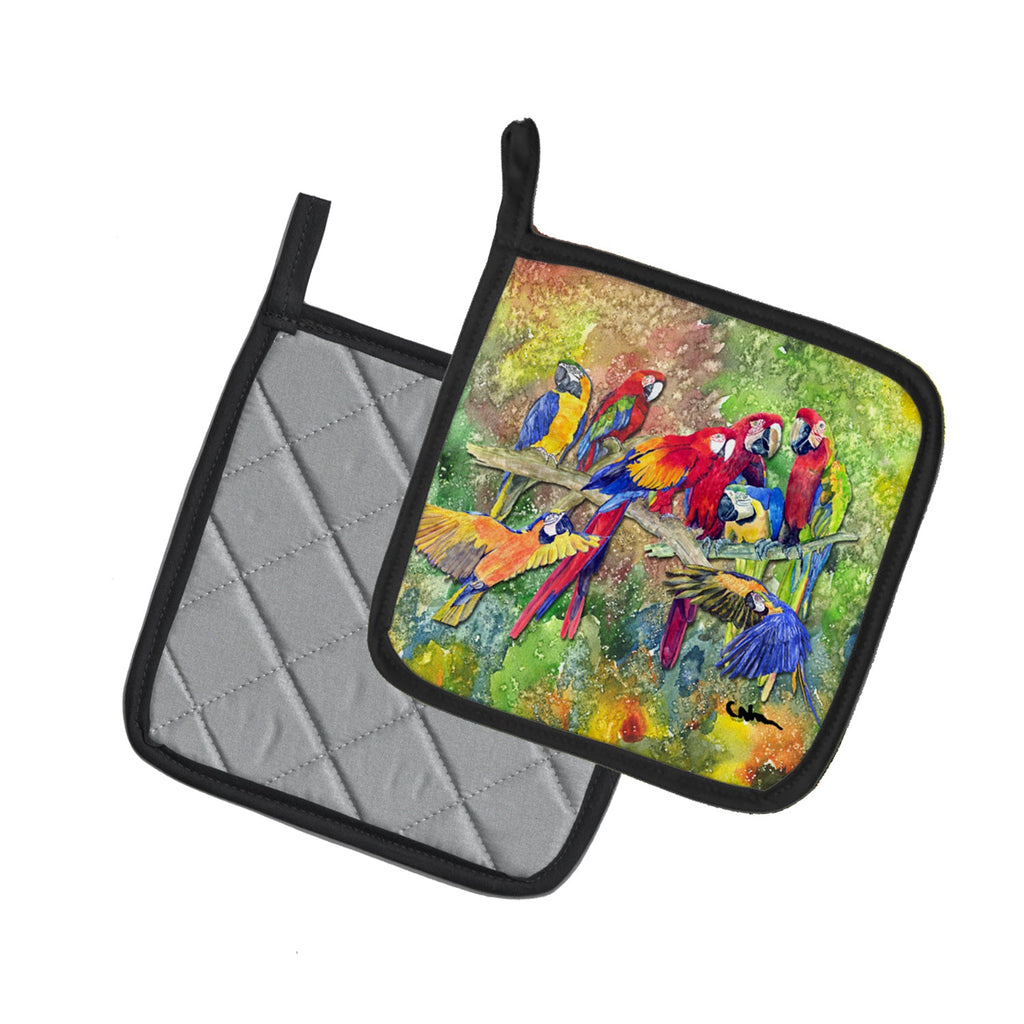 Parrots Galore Pot Holder Set of 2 Heat Resistant Quilted Hot Pads 7.5 x 7.5 Inch, Insulated Kitchen Trivets for Cooking & Baking