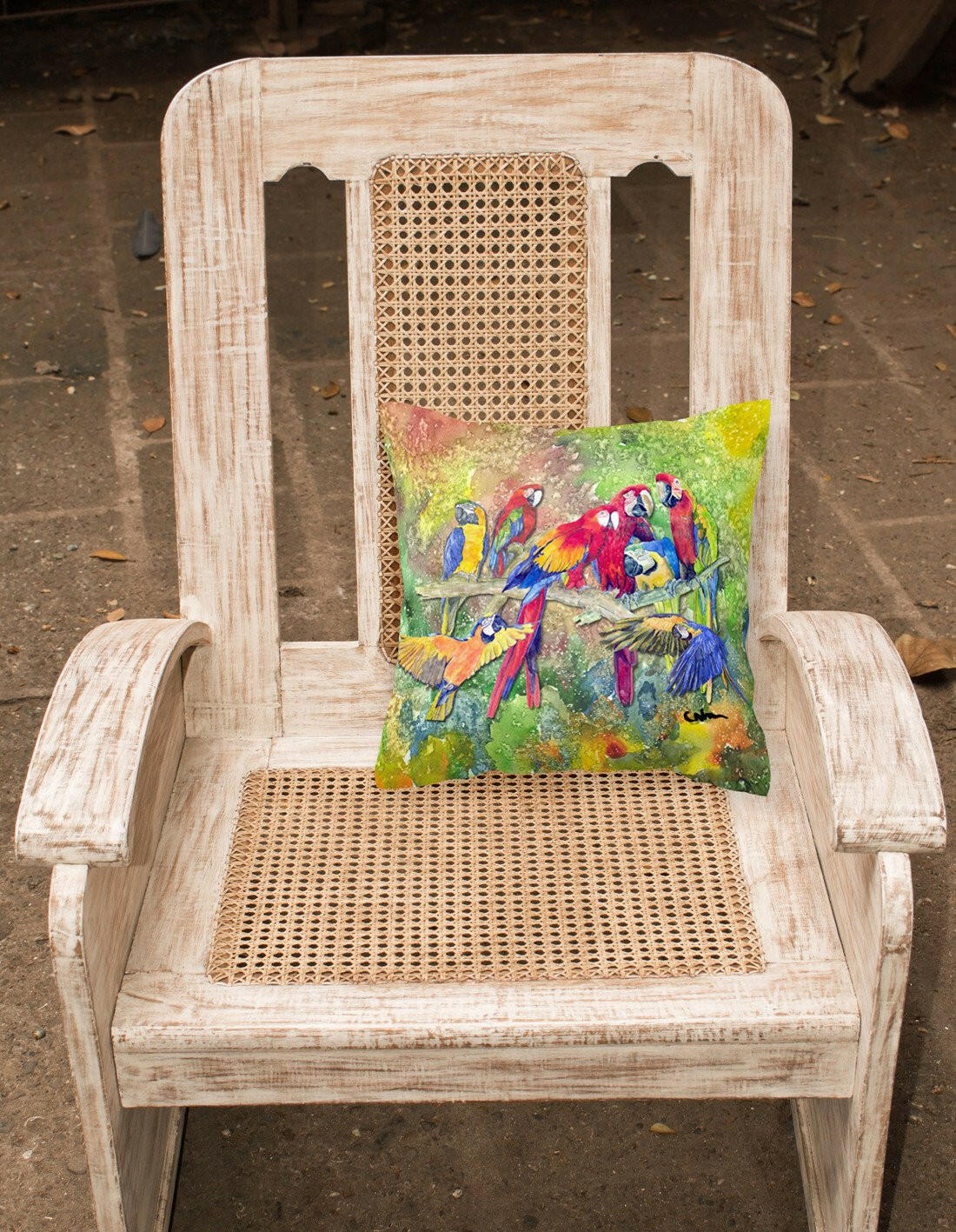 Parrots Galore Decorative Throw Pillow 14x14 Indoor Outdoor Accent Cushion, Fabric Cover with Insert for Sofa, Bed, Porch & Living Room