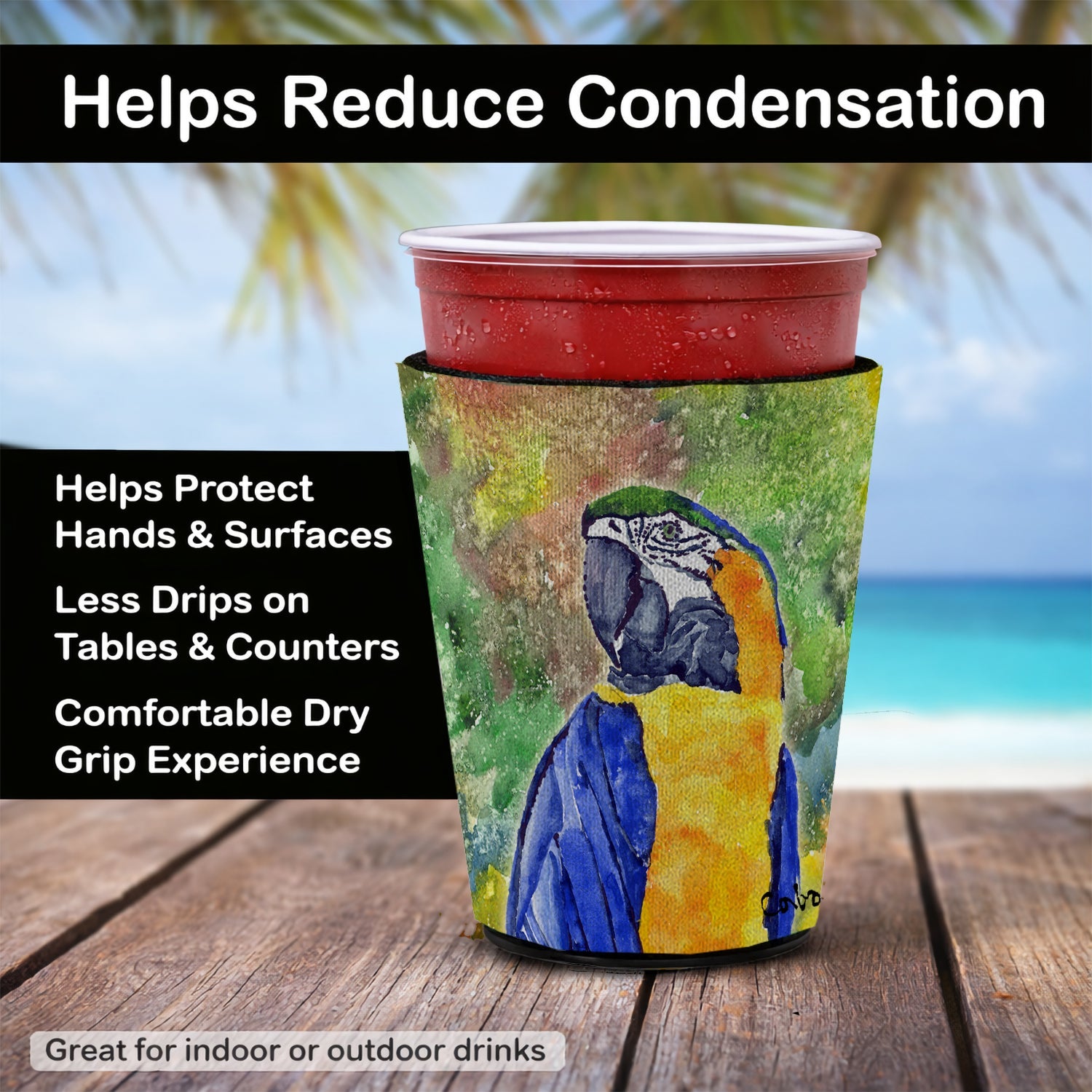 Parrots Galore Red Cup Hugger Sleeve for 16–22 oz Party Cups, Insulated Foam Drink Holder for Iced Coffee, Tailgate & BBQ Reusable