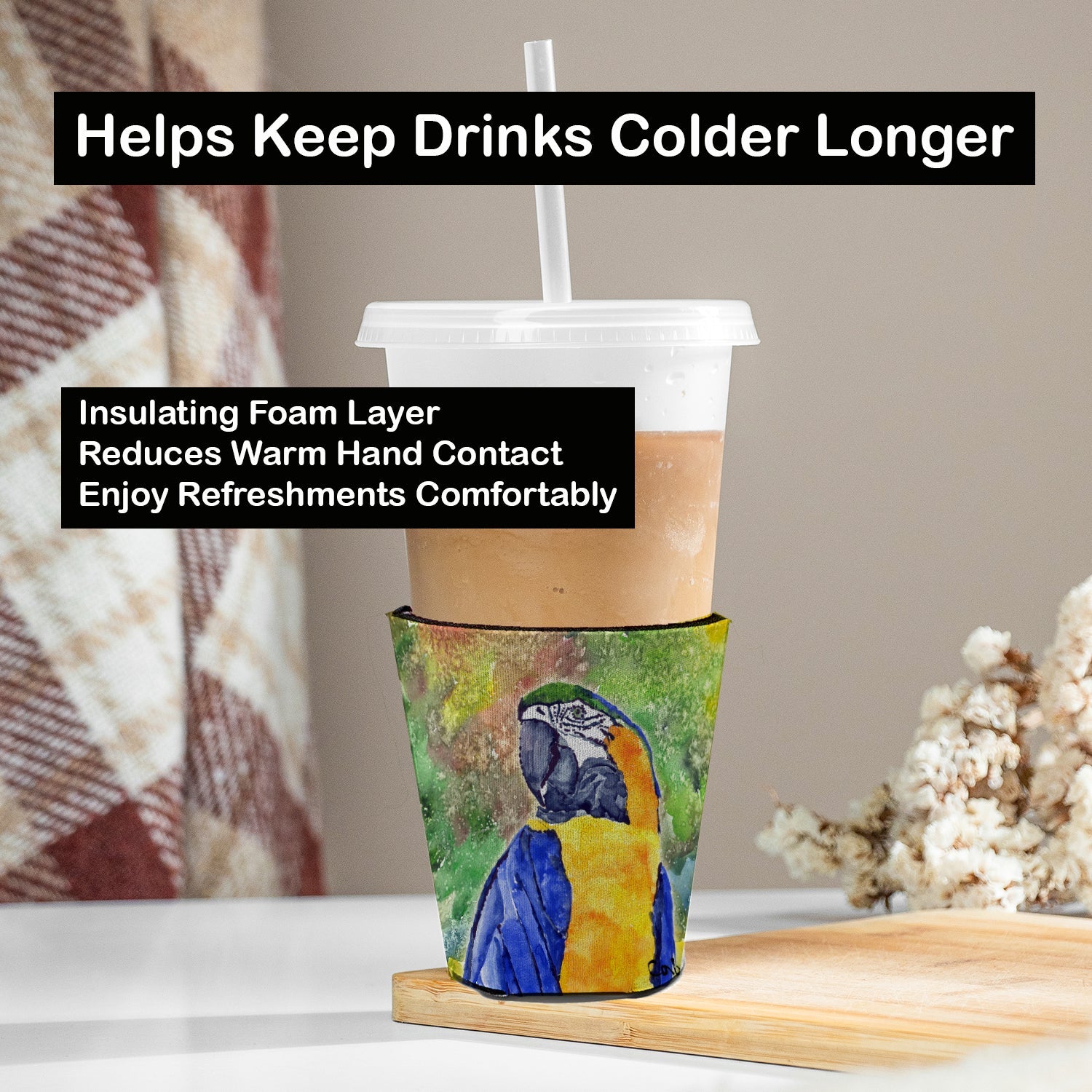 Parrots Galore Red Cup Hugger Sleeve for 16–22 oz Party Cups, Insulated Foam Drink Holder for Iced Coffee, Tailgate & BBQ Reusable