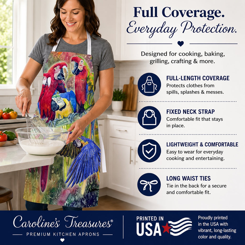 Parrot Apron Cooking Kitchen Server Baking Crafts Gardening for Adult Women Men, Unisex, Large, Multicolor
