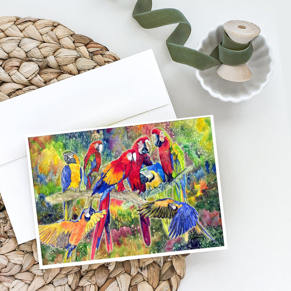 Parrot Greeting Cards Pack of 8 Blank Cards with Envelopes Whimsical A7 Size 5x7