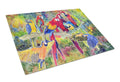 Parrot Cutting Board Tempered Glass Kitchen Cutting Surface, Heat Resistant Chopping, Non-Slip Feet, Food Prep & Serving