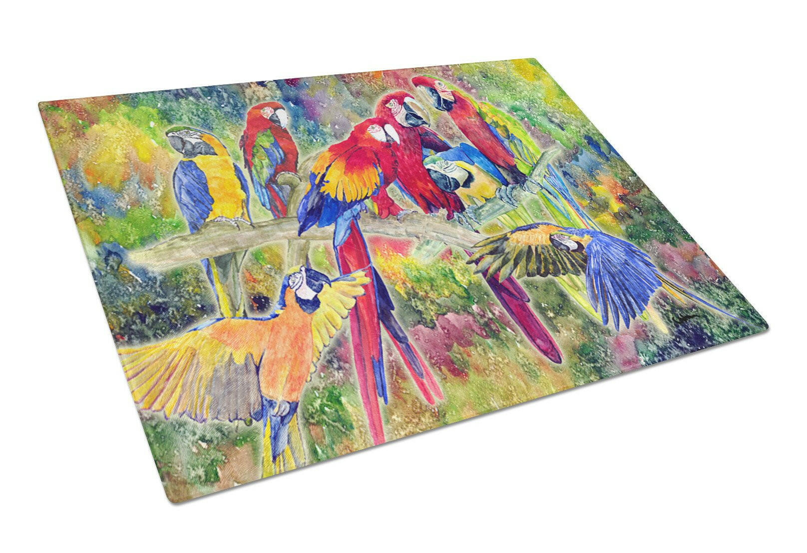 Parrot Cutting Board Tempered Glass Kitchen Cutting Surface, Heat Resistant Chopping, Non-Slip Feet, Food Prep & Serving