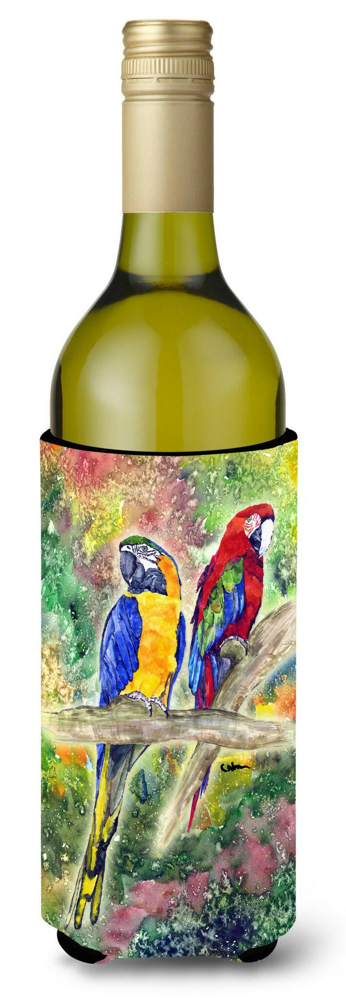 Parrot Wine Bottle Hugger Gift Sleeve for Standard 750 ml Bottles, Insulated Reusable Also Fits Mini Shot & Pint Bottles