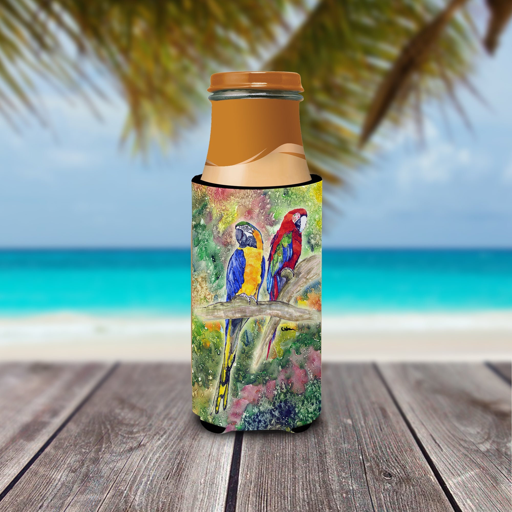 Parrot Slim Can Hugger , Insulated Foam Hugger for 12 oz Slim Cans, Beer Bottles & Water Bottles, Printed in USA