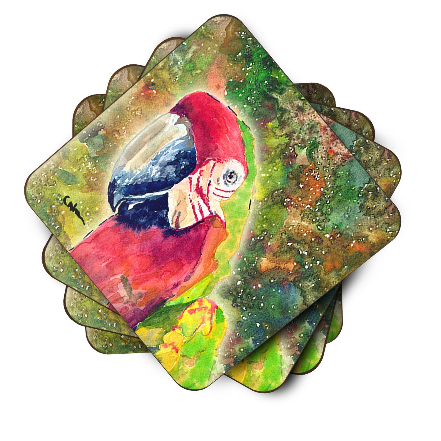 Parrot  Parrot Head Foam Coasters Set of 4 Cup Coasters for Indoor Outdoor, Tabletop Protection, Anti Slip, Mouse pad Material