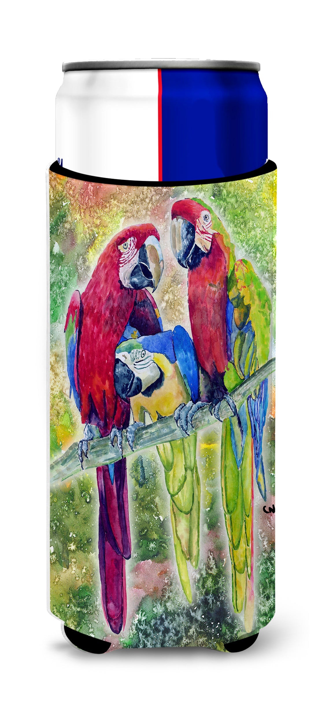 Parrot  Parrot Head Slim Can Hugger , Insulated Foam Hugger for 12 oz Slim Cans, Beer Bottles & Water Bottles, Printed in USA