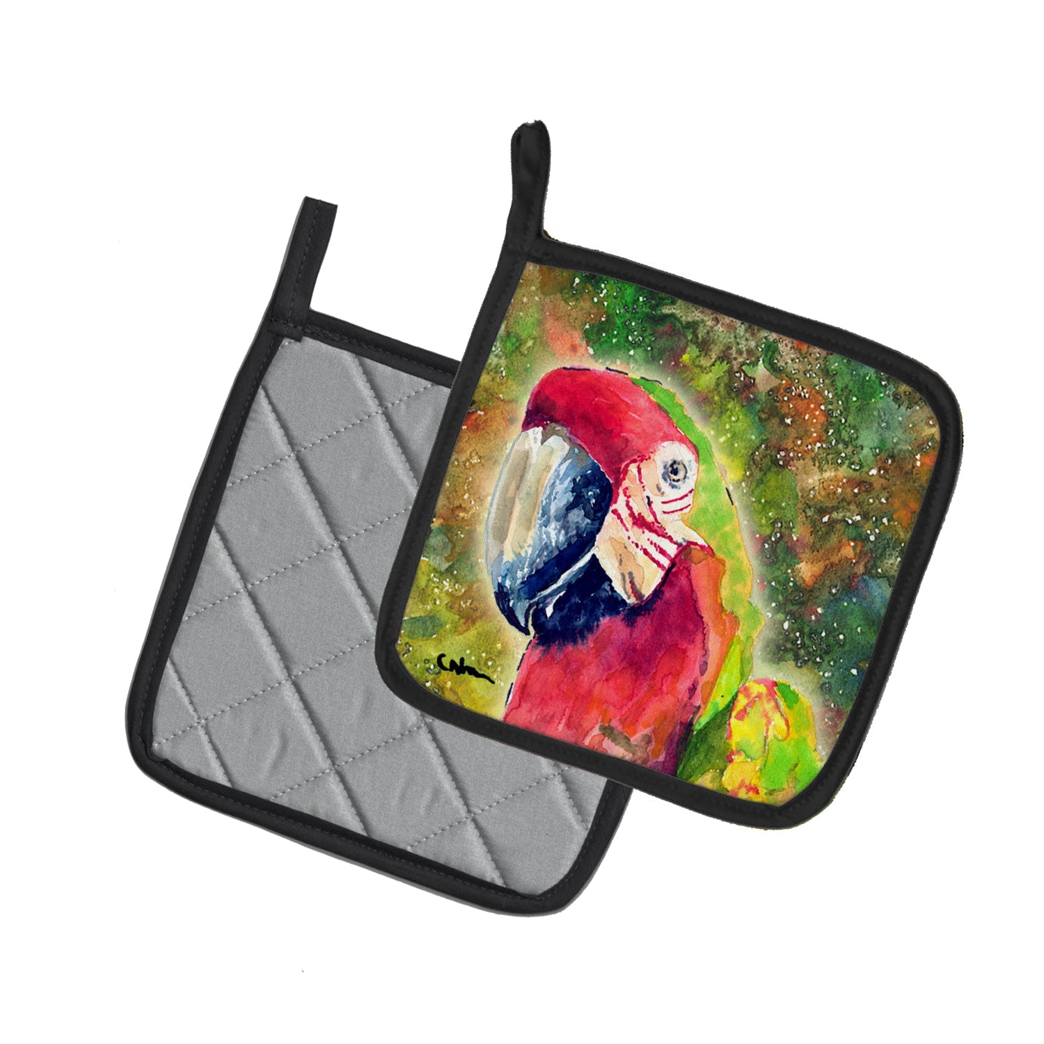 Parrot  Parrot Head Pot Holder Set of 2 Heat Resistant Quilted Hot Pads 7.5 x 7.5 Inch, Insulated Kitchen Trivets for Cooking & Baking