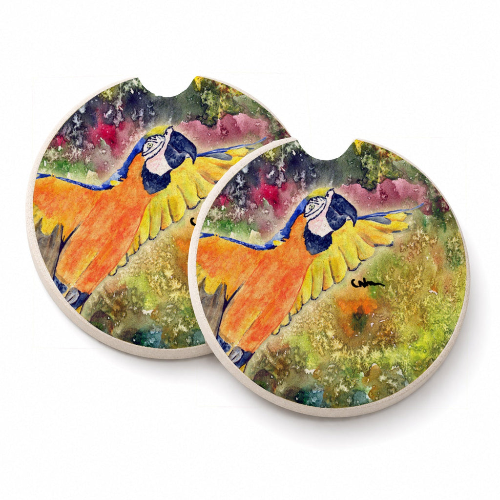 Parrot  Parrot Head Set of 2 Cup Holder Car Coasters Absorbent Round Sandstone Coasters Gifts for Men or Women, 2.5, Multicolor