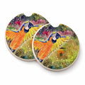 Parrot  Parrot Head Set of 2 Cup Holder Car Coasters Absorbent Round Sandstone Coasters Gifts for Men or Women, 2.5, Multicolor