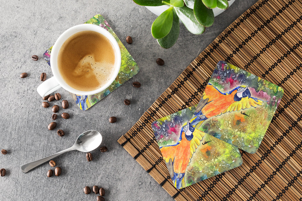 Parrot  Parrot Head Foam Coasters Set of 4 Cup Coasters for Indoor Outdoor, Tabletop Protection, Anti Slip, Mouse pad Material